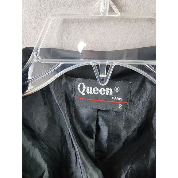 Queen Paris Women's Black Double Breasted Outerware - Nylon/Acrylic - Size 2 - Picture 9 of 10